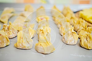 Packing and shaping wontons