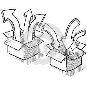 Packing and shipping vector sketch