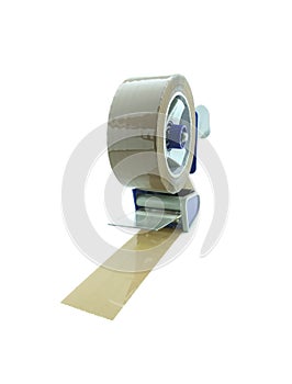 Packing tape dispenser on white background