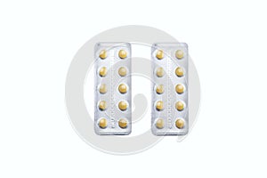 Packs antibiotics and pills top view. Pills packaging