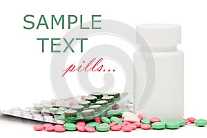 Packs of pills - abstract medical background photo