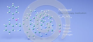 paclitaxel molecule, molecular structures, taxol, 3d model, Structural Chemical Formula and Atoms with Color Coding photo