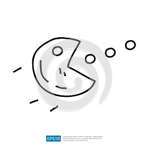 Pacman Game Doodle Vector Icon