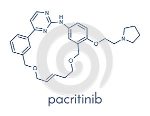 Pacritinib cancer drug molecule. Skeletal formula.