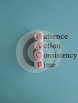 PACT patience action consistency time symbol.