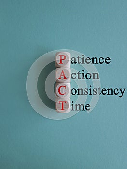 PACT patience action consistency time symbol. photo