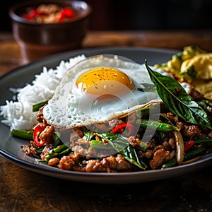 Pad kra pao (pork & holy basil-stir-fry) thai most favourite dish.