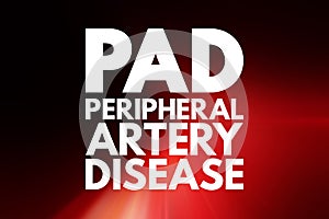 PAD - Peripheral Artery Disease acronym, health concept background