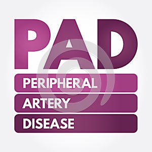PAD - Peripheral Artery Disease acronym, health concept background