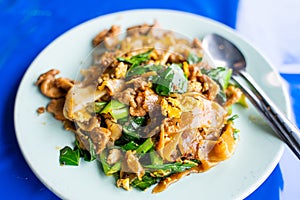 Pad See Ew stir fried noodle with black soy sauce photo