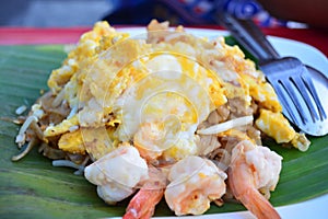 Pad Thai at street Food Hawkers in Province songkhla at hatyai , Thailand photo