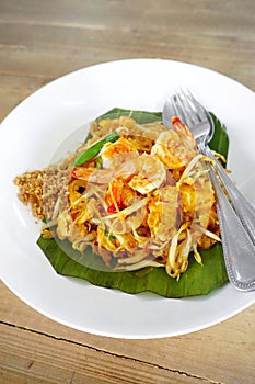 Pad Thai noodles with shrimp, Thai cuisine