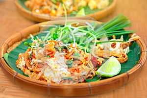 Pad thai shrimp is noodle food Thai Style