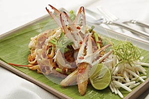 Pad Thai, stir fried noodle with crab meat