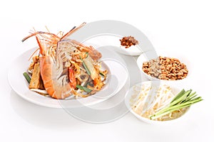 Pad Thai, stir-fried rice noodle dish with shrimp