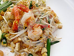 Pad Thai, stir-fried rice noodles with shrimp.