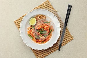 Pad Thai, Stir Fried Rice Noodles with Shrimp