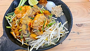 Pad Thai - stir-fried rice noodles with shrimp - Thai food style