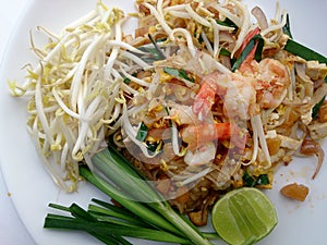 Pad Thai, stir-fried rice noodles with shrimp.Thai Fried Noodles