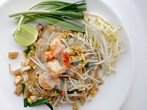 Pad Thai, stir-fried rice noodles with shrimp.Thai Fried Noodles