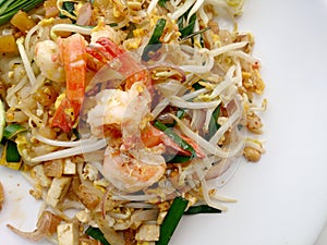 Pad Thai, stir-fried rice noodles with shrimp.Thai Fried Noodles