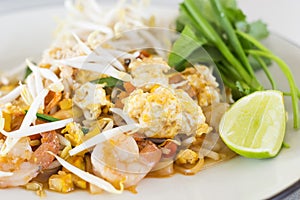 Pad Thai stir-fried rice noodles,Stir fry noodles with shrimp