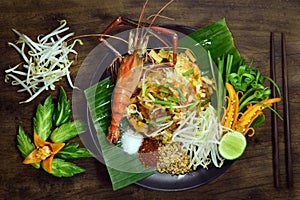 Pad Thai is a Thai Noodle stir fried with Shrimp