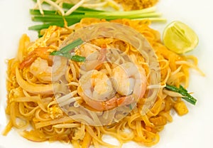 Pad Thai on White Dish