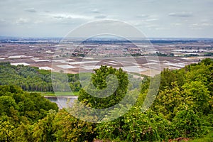 Padana Valley from Monferrato hills panorama. Color image