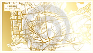 Padang Indonesia City Map in Retro Style in Golden Color. Outline Map