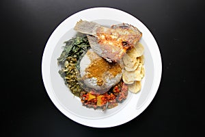 Padang Rice with grilled fish - Nasi Padang