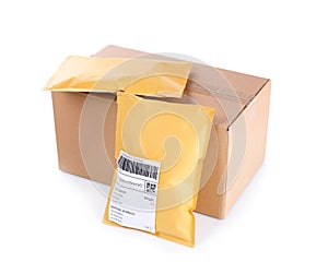 Padded envelopes and cardboard parcel