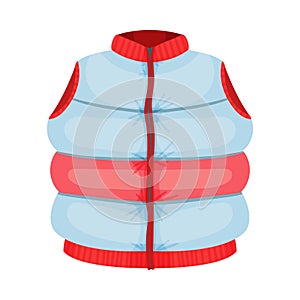 Padded Sleeveless Zippered Vest as Womenswear Vector Illustration