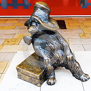 Paddington Bear statue at Paddington station in London, UK