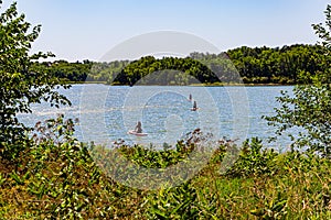 Paddle boarding on the lake at Ed Zorinsky lake park