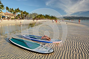 Paddle boards. White Beach. Boracay. Malay. Aklan. Western Visayas. Philippines