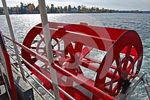 Paddle wheel of steam boat in Thousand Islands, NY, USA photo