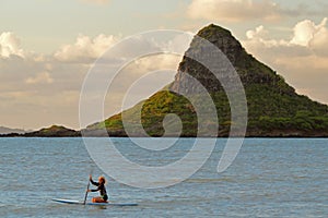 Paddleboarder at Mokoli`i