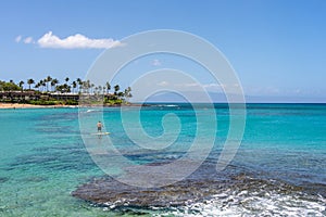 Paddleboarder in Napili Bay Lahaina Maui Hawaii