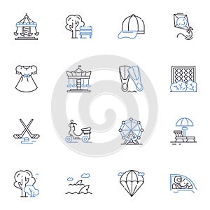 Paddleboarding line icons collection. Balance, Floating, Paddle, Relaxing, Glide, Fun, Adventure vector and linear
