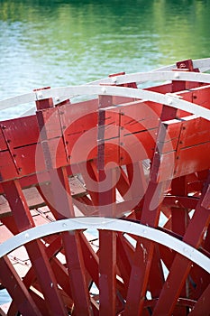 Paddlewheel of riverboat.