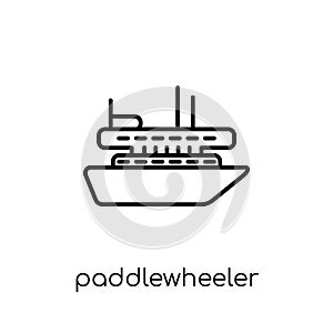 paddlewheeler icon. Trendy modern flat linear vector paddlewheeler icon on white background from thin line Transportation collect