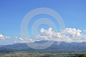 Paddy and mountain landscape in Thailand countryside