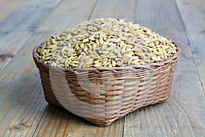 Paddy rice in bamboo basket