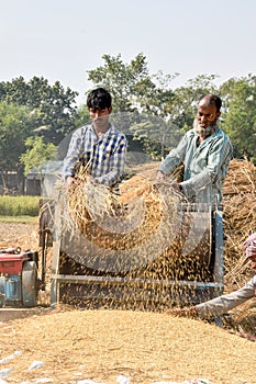Paddy thrusting with traditionally made thruster macing