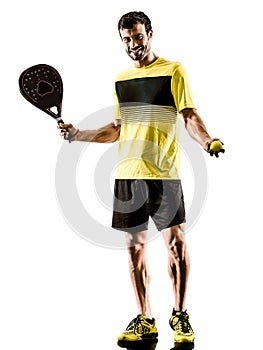 Padel tennis player man isolated white background
