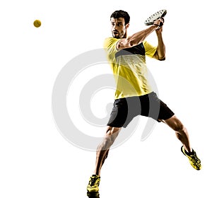 Padel tennis player man isolated white background