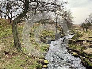 Padley Gorge river in Derbyshire cPeak District