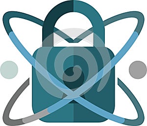 Padlock Atom Structure Secure Connection Network Security Encryption Data Protection Symbol