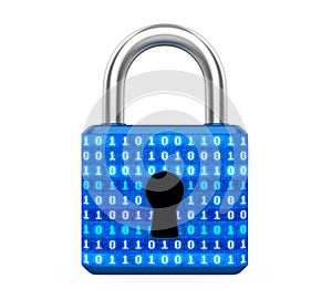 Padlock with Binary Code Isolated